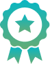 Ícone de medalha com estrela, representando prêmio e reconhecimento.